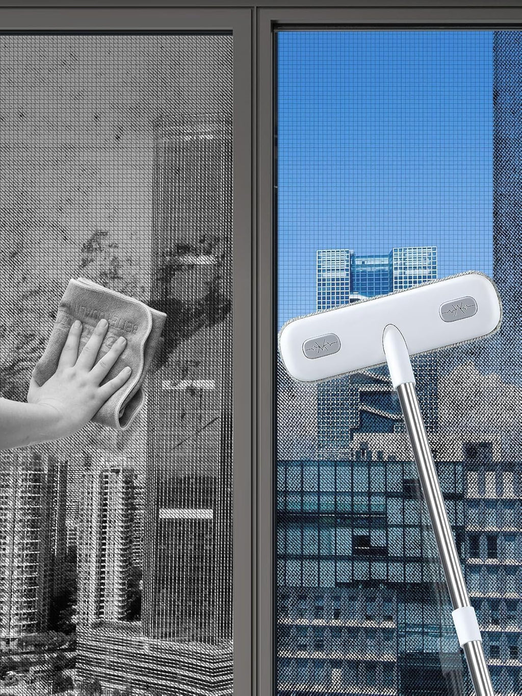 IMHO Cleaning Brush for Window Screen, Screen Cleaner Tool, 2 in 1 Mesh Screen Cleaning Brush, Small Brush for Patio, Door, Porch Screens, White &Grey Brush Cleaners for Screen