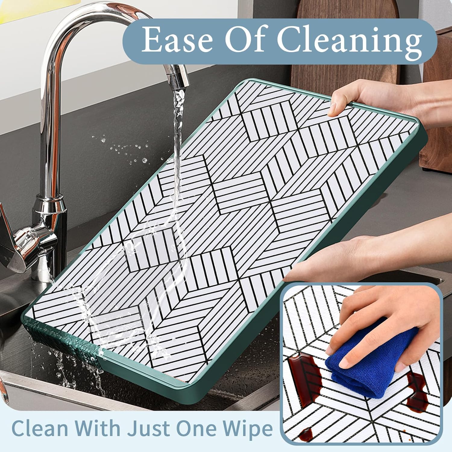 Shelf Liners for Kitchen Cabinets Non Adhesive Shelf Liner Paper Non-Slip Thickened Drawer Liner Easy to Clean for Tool Box Refrigerator with Knife and Tape Measure, Black Geometric, 11.8 x 118 in