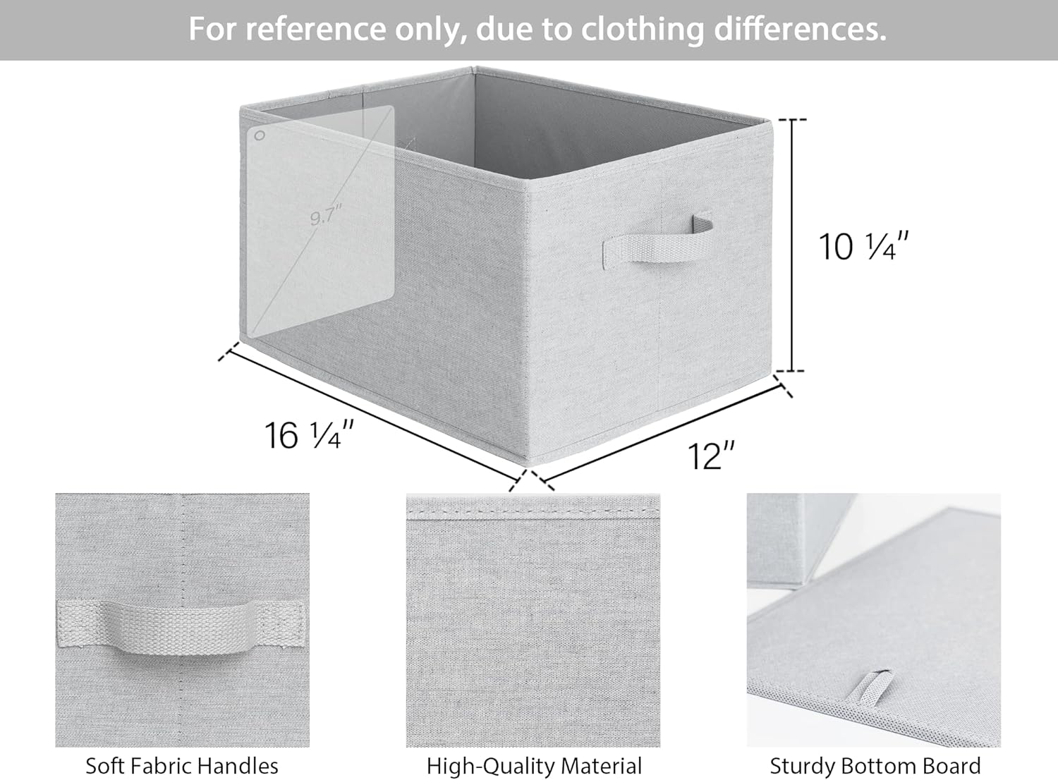 StorageWorks Storage Baskets for Shelves, Foldable Fabric Closet Storage Bins with Handles, Fabric Storage Bins Clothes Organizer, Light Grey, 3-Pack, Extra Large
