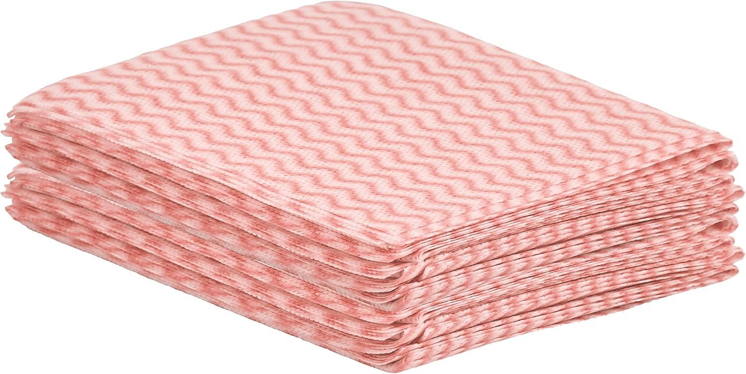 Superio Handy Wipes For Kitchen - Red Reusable Multi-Purpose Heavy-Duty Cleaning cloth for house, Bathroom, and office. Disposable Dish Towel (10)
