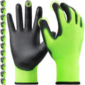 Kebada W1 Work Gloves for Men and Women, PU Coated Safety Gloves with Grip, Touchscreen, Ideal for Warehouse Package Handling, Construction, Gardening, Green X-Small