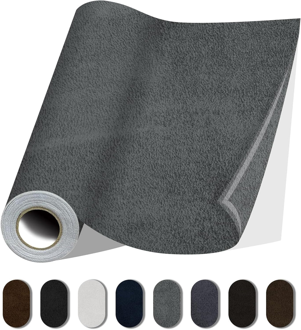 Fabric Repair Patches, 17X79 Inch Self-Adhesive Suede Patches Tape Durable, DIY Large Fabric Repair for Sofa, Couches, Furniture, Chair, Clothing （17X79 Inch, Grey）