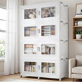 BROVIEW 1200 Qt Stackable Storage Bin with Lid, 300Gal Extra Large Collapsible Storage Boxes, Folding Plastic Drawer, Heavy-Duty Store Cabinet, Closet Organizer for Home Kitchen, 4 Pack White