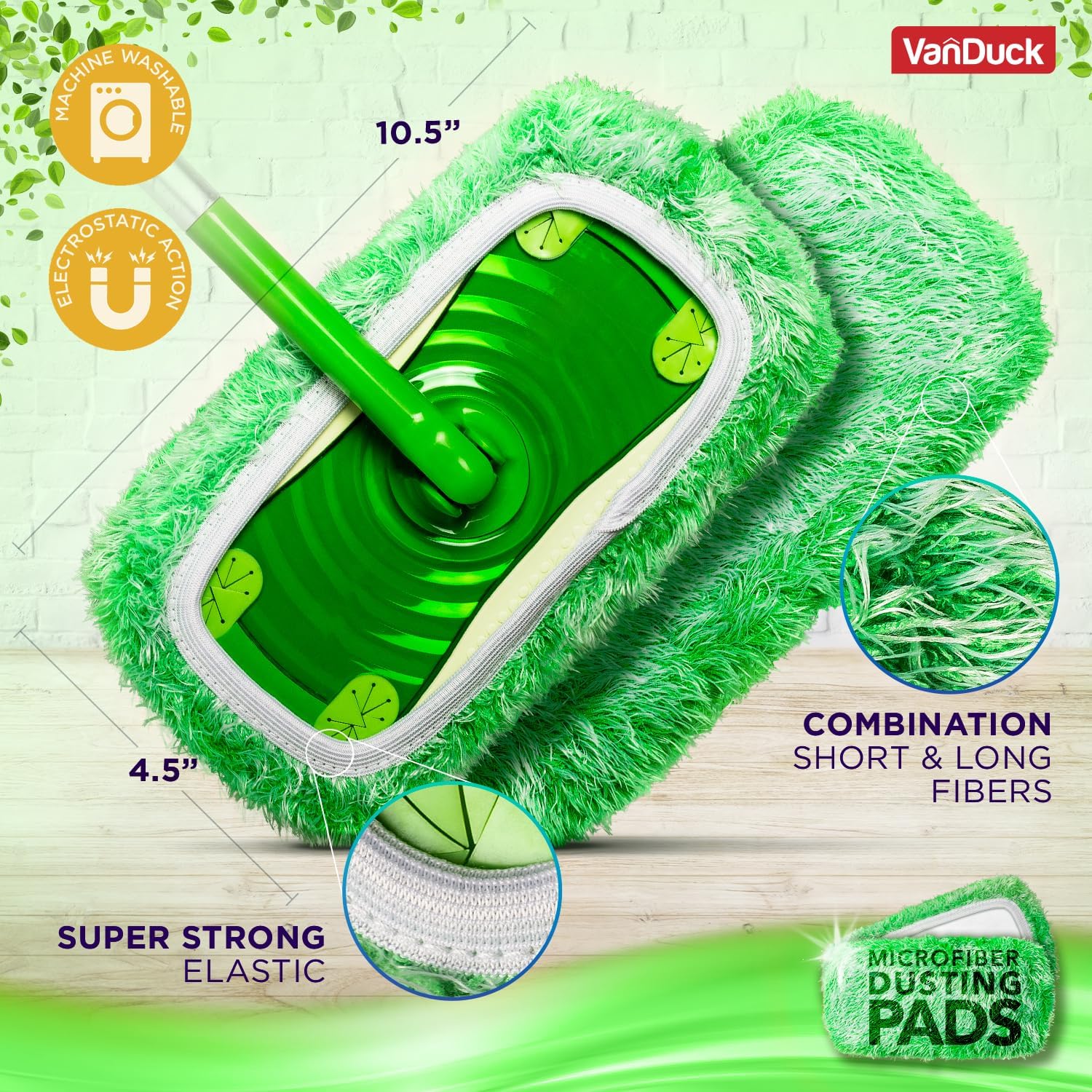 VanDuck Floor Duster Refill Compatible with Swiffer Sweeper Mop (2 Pack) - Microfiber Pet Heavy Duty Dry Cloth Refills - Reusable Mop Pad