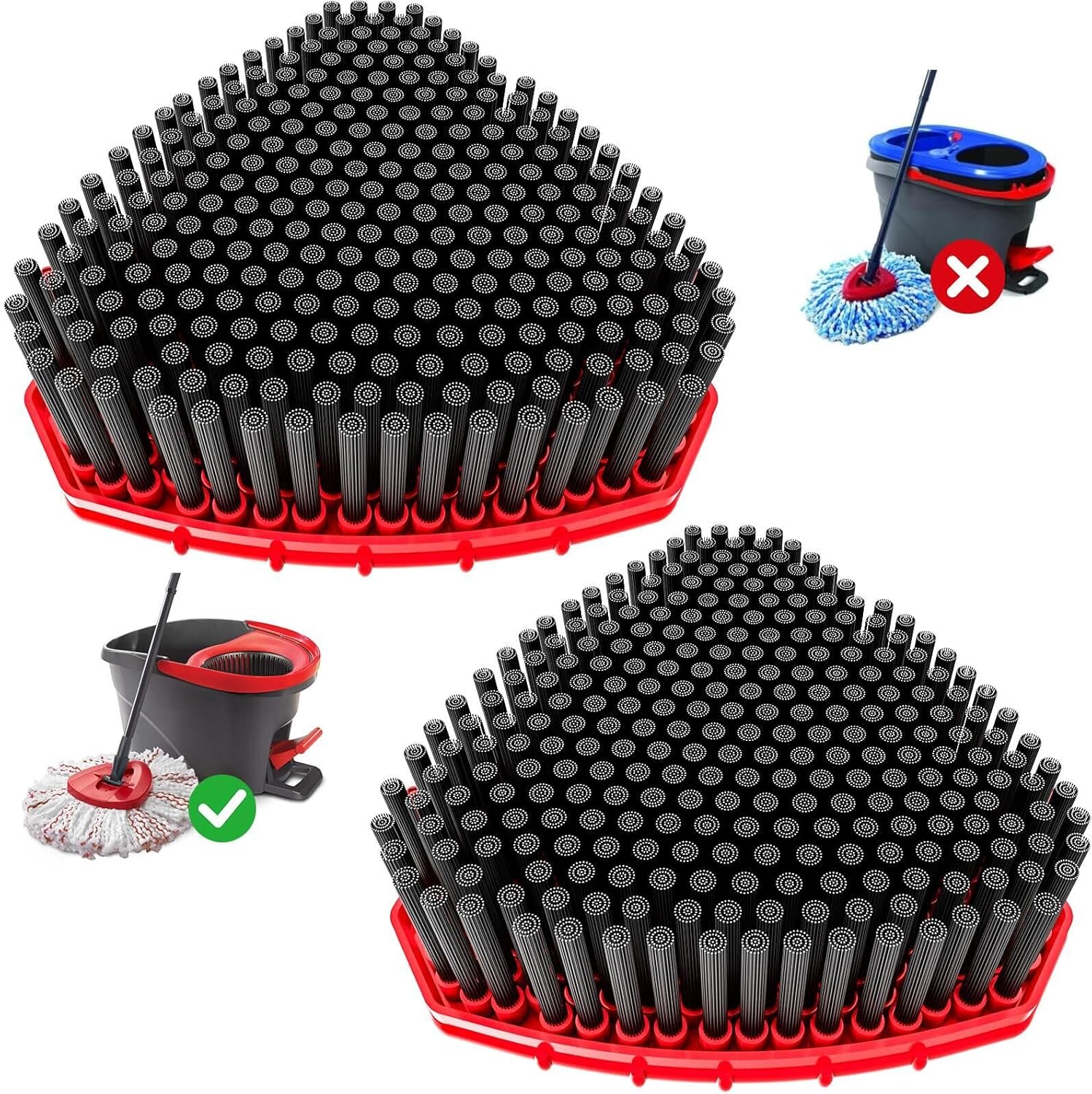2 Pack Upgraded Spin Mop Replace Head Compatible with O Cedar EasyWring 1 Tank, Strong Cleaning Power-Scrub Brush Replacement Scrubber Head Great for Kitchen, Deck, Bathroom, Shower, Hard Floor