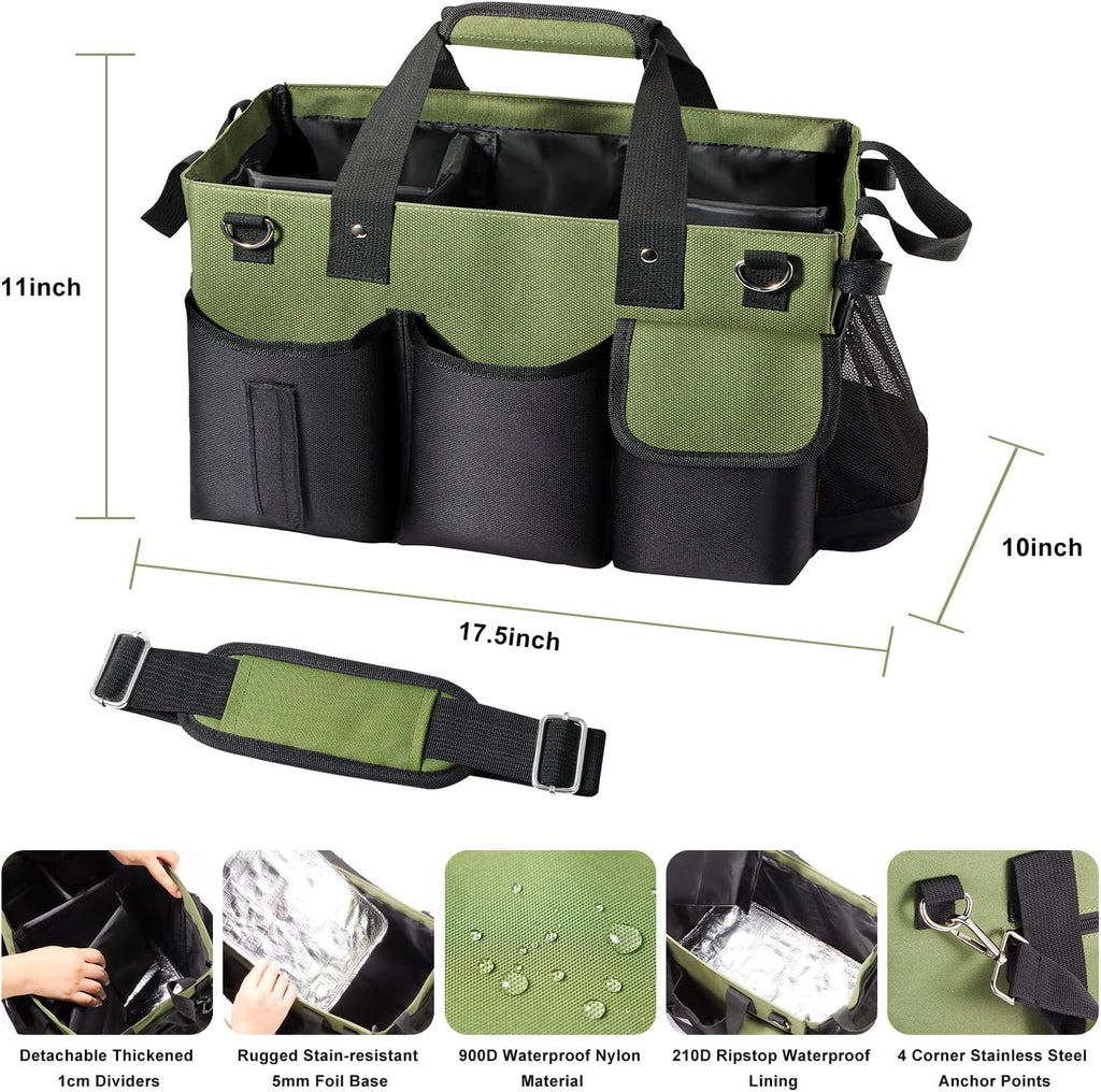 Viajero Wearable Cleaning Caddy Bag, Large Cleaning Supplies Organizer Housekeeping Supply Caddy Detailing Bag with Handle Shoulder Waist Straps for Tote Tools Products Housekeepers Car Home House