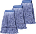 3 Pack Commercial Replace Mop Head, Reusable Mop Head Refills-Replacement Mop Heads Suitable for Heavy Commercial Industrial Residential Areas,Wet Industrial Cotton Looped End String Mop Head (Blue)
