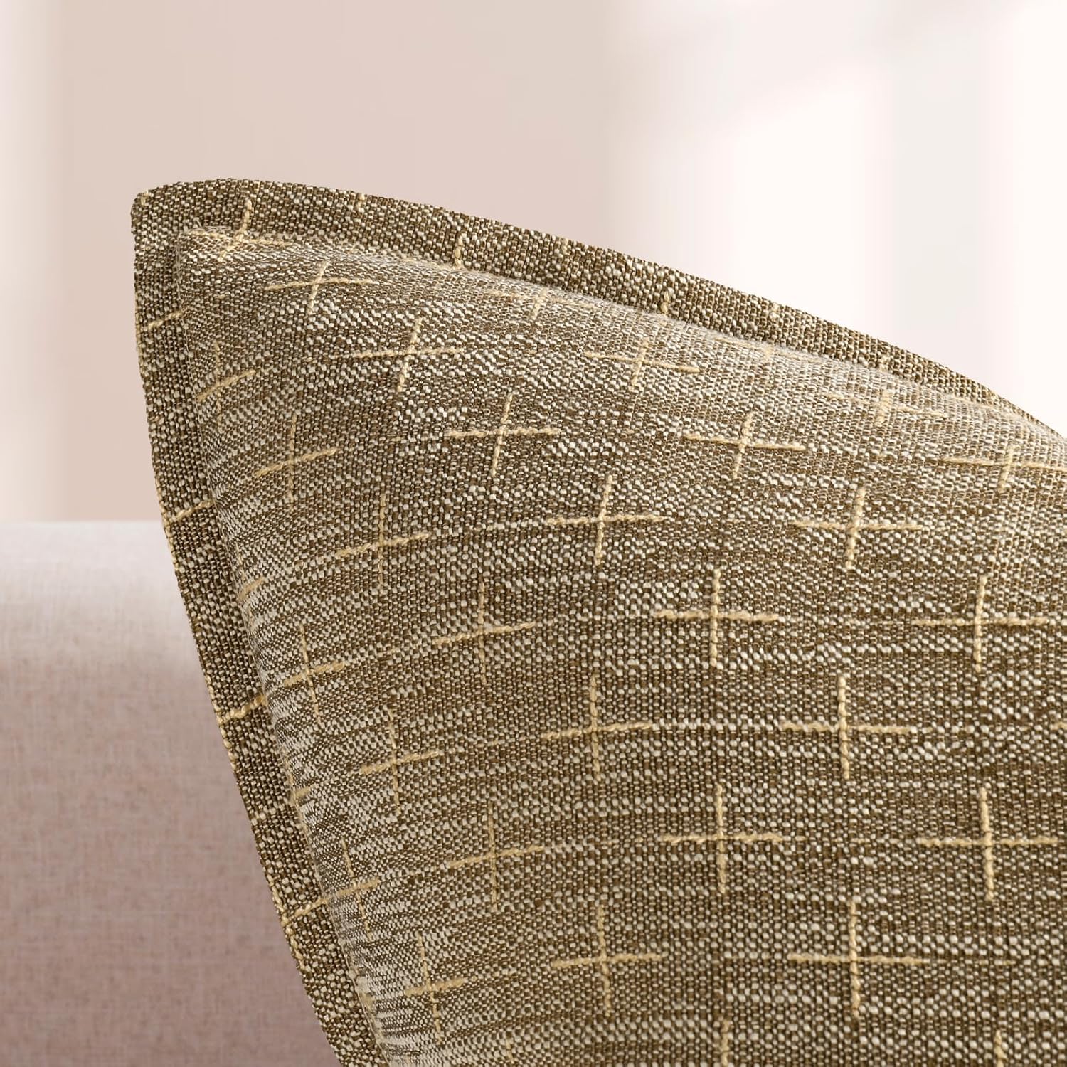 ZWJD Pillow Covers 24x24 Set of 2 Soft Polyester Textured Pillow Covers with Stylish Flange Edge Cozy Farmhouse Throw Pillows for Couch Bed Sofa Living Room