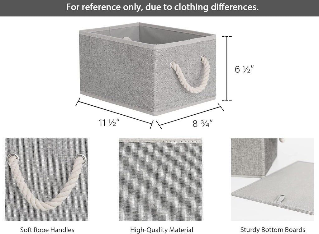 StorageWorks Storage Baskets for Shelves, Foldable Fabric Closet Storage Bins with Handles, Fabric Storage Bins Clothes Organizer, Gray, 3-Pack, Small