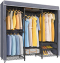 VIPEK V5C Covered Clothes Rack Heavy Duty Portable Closet Wardrobe, Freestanding Black Metal Clothing Rack with Grey Oxford Fabric Cover, Adjustable Custom Closet Rack, 57.9" Lx17.3 Wx76.4 H (Medium)