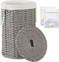 Large Laundry Hamper Laundry Basket Round 34.3 Gal (130 L) Handwoven Wicker Laundry Baskets Rattan Laundry Basket with Laundry Bag Handles 2 Mesh Bags for Living Room Bedroom Gray
