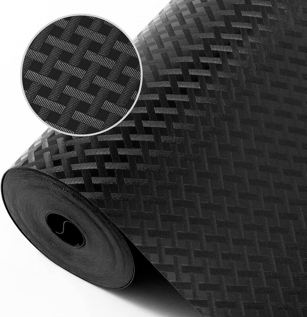 Shelf Liners for Kitchen Cabinets Refrigerator Liners Waterproof & Oil-Proof Kitchen Cupboard Liner Non-Slip Drawer Mats EVA Material Non Adhesive Fridge Liner for Shelves -Black 17.5 x 157.4 Inches