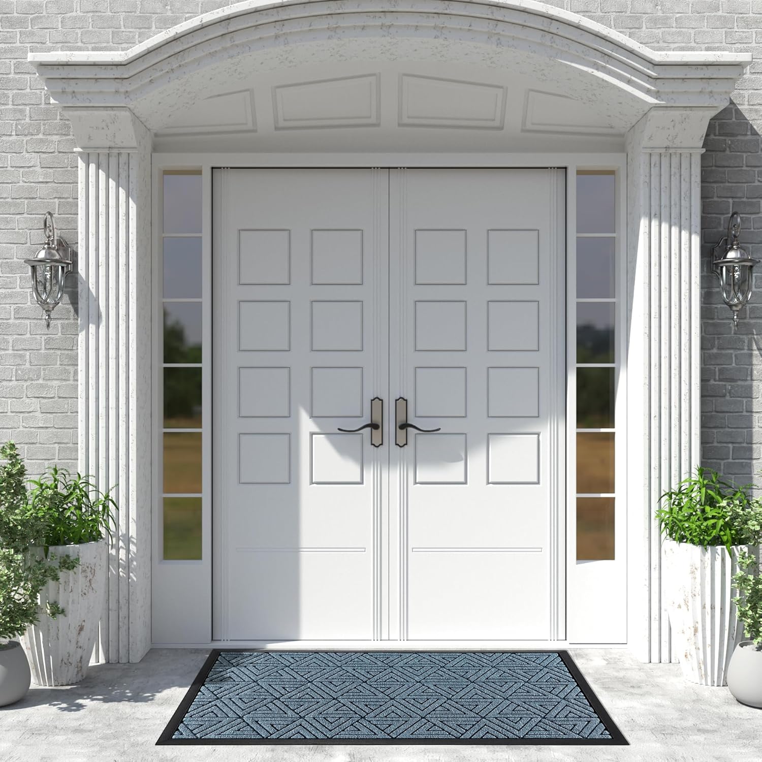 Yimobra Extra Large Door Mat 60x32, All-Weather Waterproof Non-Slip Welcome Matt Outdoor, Heavy Duty Non Slip Doormat for Entryway for Patio and Garage Indoor, Easy Clean, Mix Blue