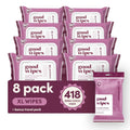 goodwipes Flushable Butt Wipes - Vitamin E & Aloe - Sewer & Septic Safe - Extra Large Adult Wet Wipes For Women & Men - Bathroom Essentials - Rosewater, 418 Count (8 Packs + 1 Travel)