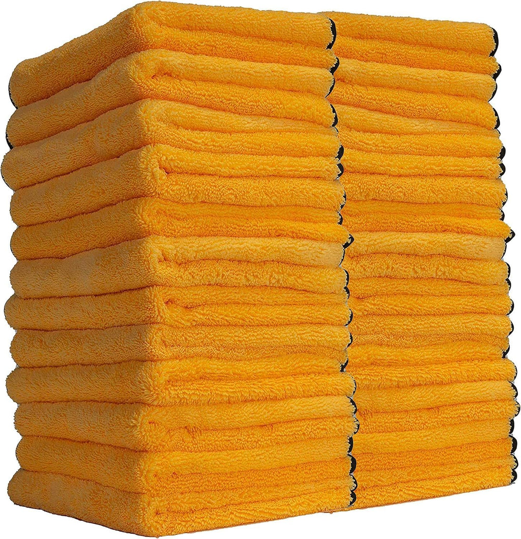 Chemical Guys MIC_506_24 Professional Grade Premium Microfiber Towels, Gold (16 Inch x 16 Inch) (Pack of 24) - Safe for Car Wash, Home Cleaning & Pet Drying Cloths