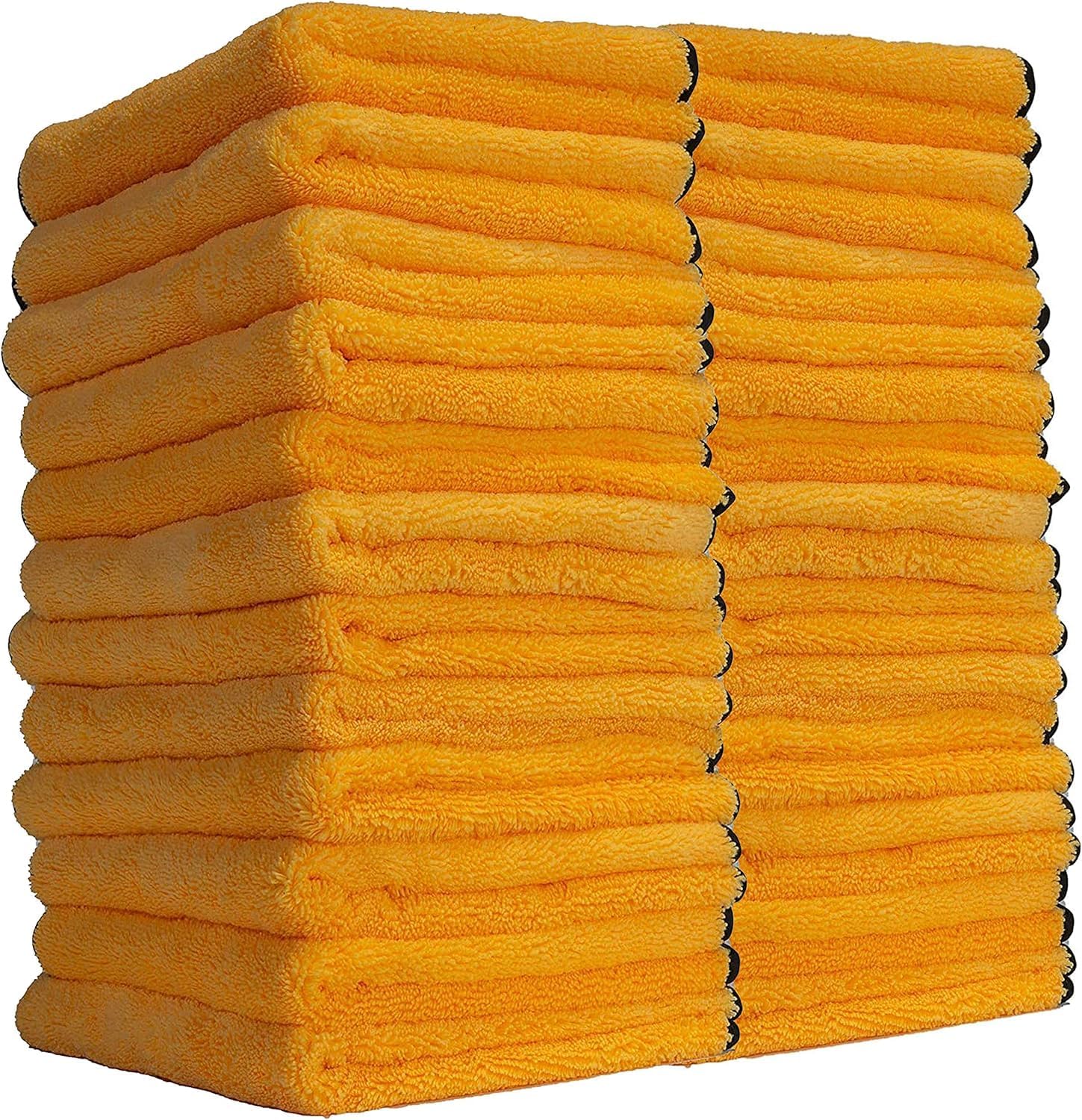 Chemical Guys MIC_506_24 Professional Grade Premium Microfiber Towels, Gold (16 Inch x 16 Inch) (Pack of 24) - Safe for Car Wash, Home Cleaning & Pet Drying Cloths