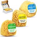 Baby Buddy Baby Bath 4in Assorted Sea Sponges, Absorbent Natural Sea Sponge, Soft on Tender Skin, Biodegradable, Hypoallergenic, Bath Accessories for Bathing, 3 Pack