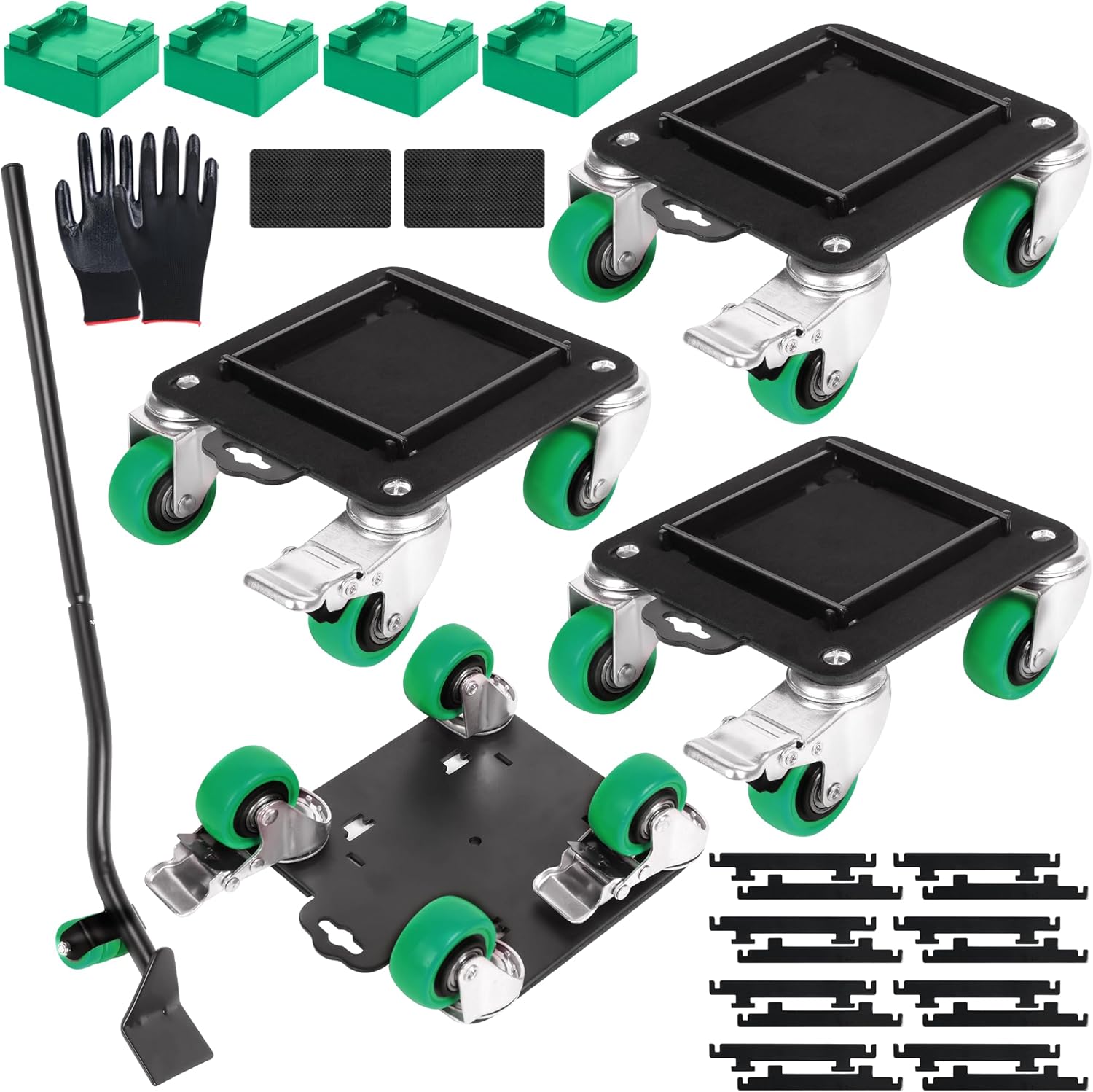 Furniture Movers with 4 Wheels,Heavy Duty Furniture Lift Mover Tool Set with 2000 lbs Load Capacity, Easy Sliders Dolly with Removable Side Guards&Brake, for Moving Appliance,Sofa etc