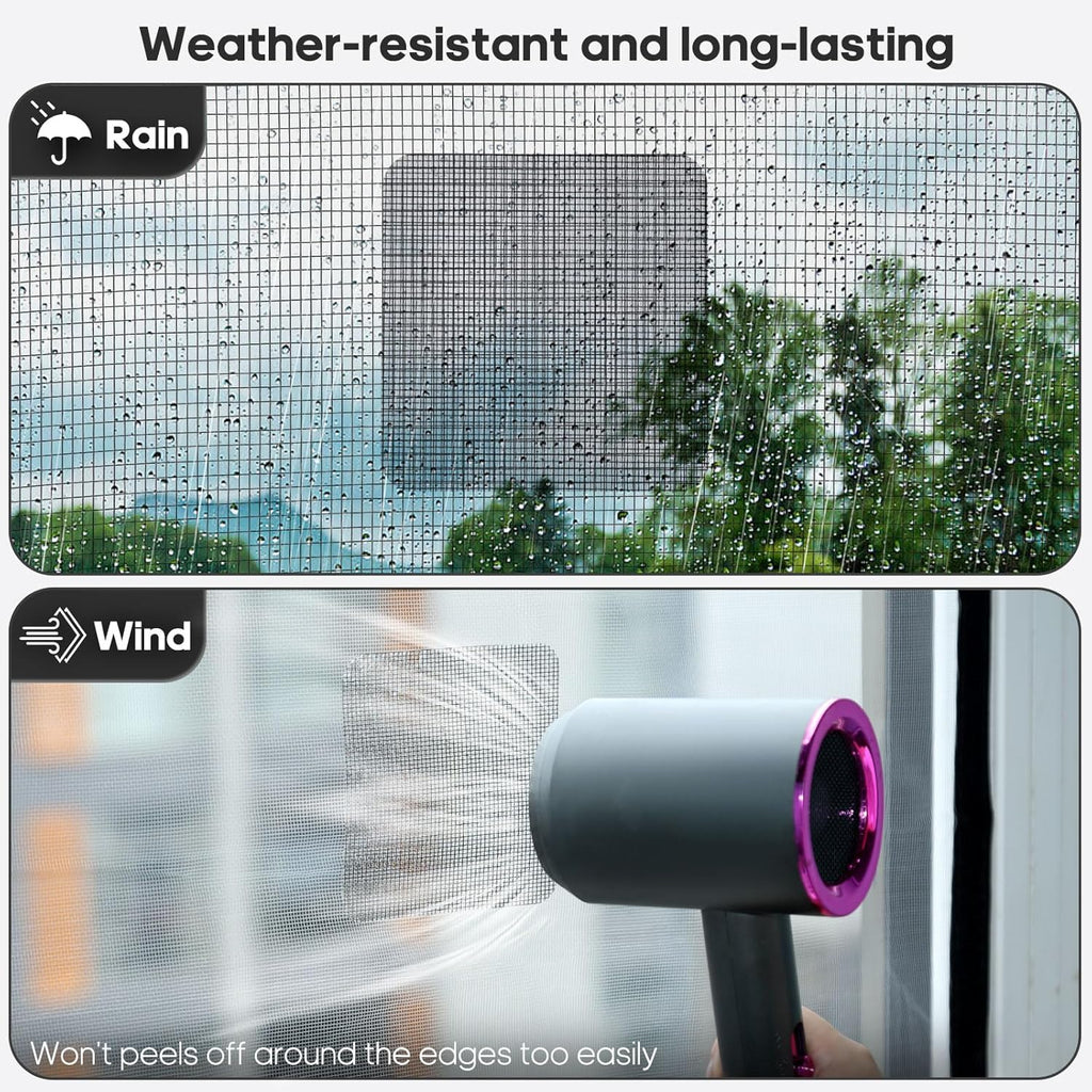 28 Sheets Window Screen Patches Repair Kit, Black 3 Sizes Window Screen Repair Kit for Mesh Screen Door, Strong Adhesive Fiberglass Quick Screen Repair Tape