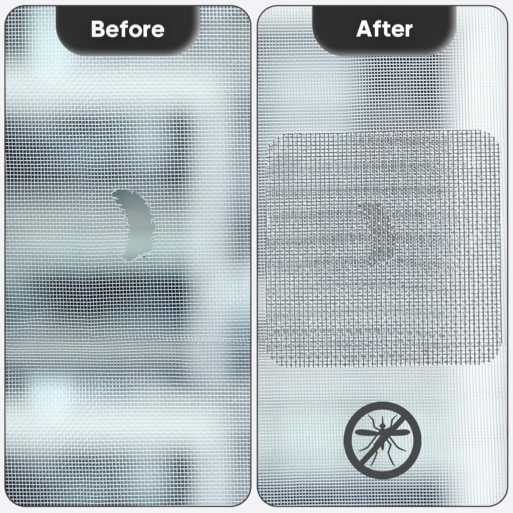 28 Sheets Window Screen Patches Repair Kit, Grey/Black 3 Sizes Window Screen Repair Kit for Mesh Screen Door, Strong Adhesive Fiberglass Quick Screen Repair Tape
