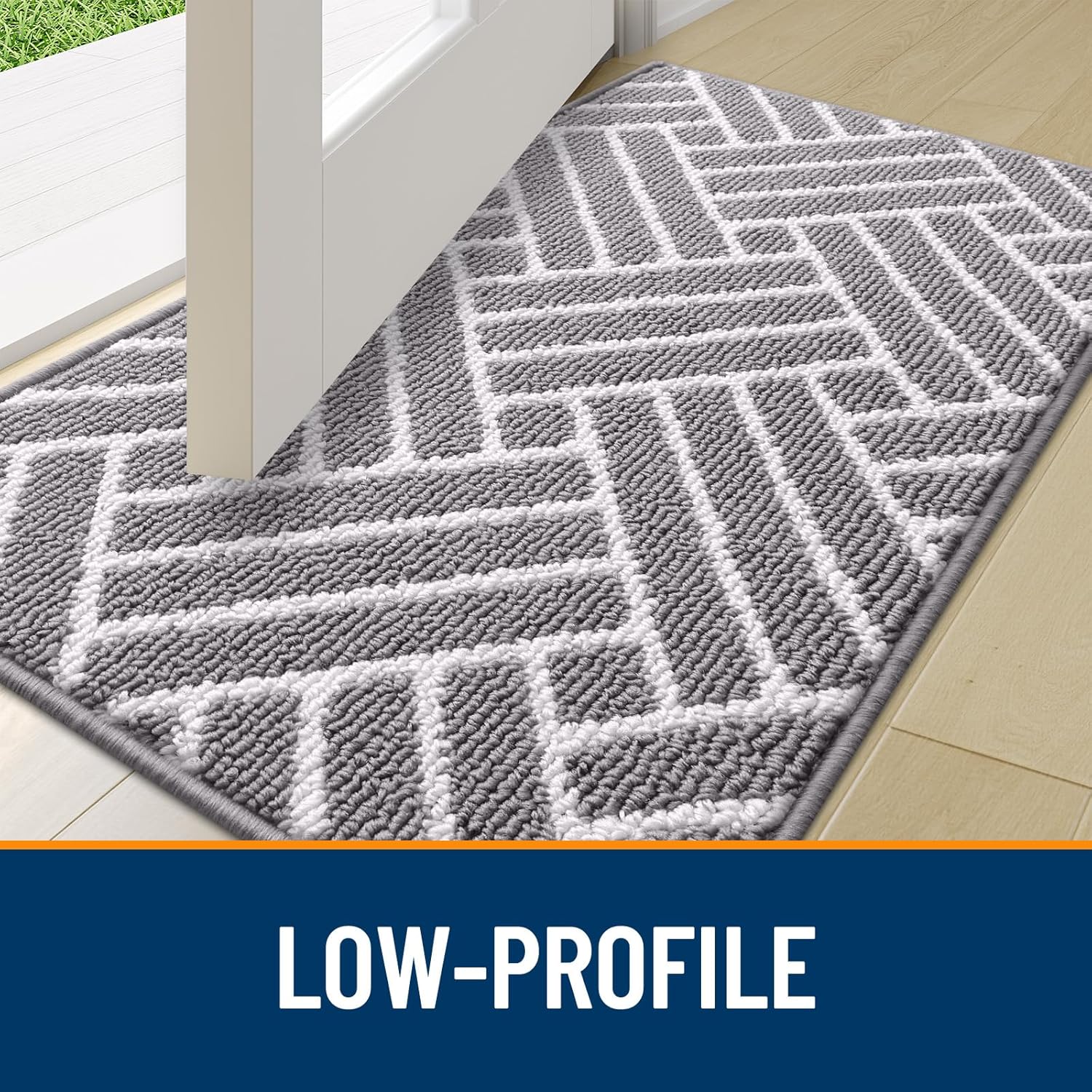 OLANLY Runner Indoor Door Mat, 47x20 Inch, Dirt Resistant and Absorbent, Non-Slip Rubber Backing Floor Mats, Easy Clean Low-Profile Doormat for Entryway, Front Door, and Inside Entrance, Grey