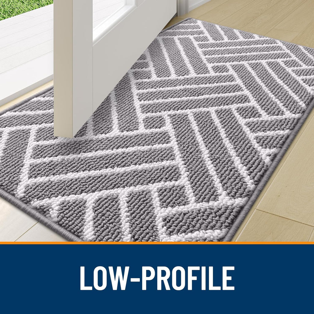 OLANLY Runner Indoor Door Mat, 70x23 Inch, Dirt Resistant and Absorbent, Non-Slip Rubber Backing Floor Mats, Easy Clean Low-Profile Doormat for Entryway, Front Door, and Inside Entrance, Grey