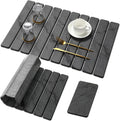 2 PCS Large Stone Dish Drying Mat for Kitchen Counter,Quick Dry Stone Dishes Mats,Marbled Water Absorbing Diatomaceous Earth Drying Pad for Countertop Bottles Utensils Cups（Dark Gray 24"×16" & 8"x4"）