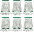 6 Pack Commercial Heavy Duty Mop Heads Heavy Cotton Looped End String Mop Head for Home Industrial Commercial Floor Cleaning Mop Head Replacement(White, Green)