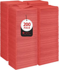 Orighty Cleaning Cloths Bulk, 200 Pack Shop Rags Reusable, Multi-Purpose Shop Towels for Cars, Microfiber Cleaning Rags for Automotive, Mechanic, Kitchen, Lint Free Towels 11.5’’ x 11.5’’, Red