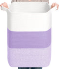 CLHMILY&Z 75L Laundry Basket Rectangular Lavender Rope - 16x13x22 Inches - Dirty Clothes and Soft Storage Bin for Blankets, Toys, and Nursery Essentials