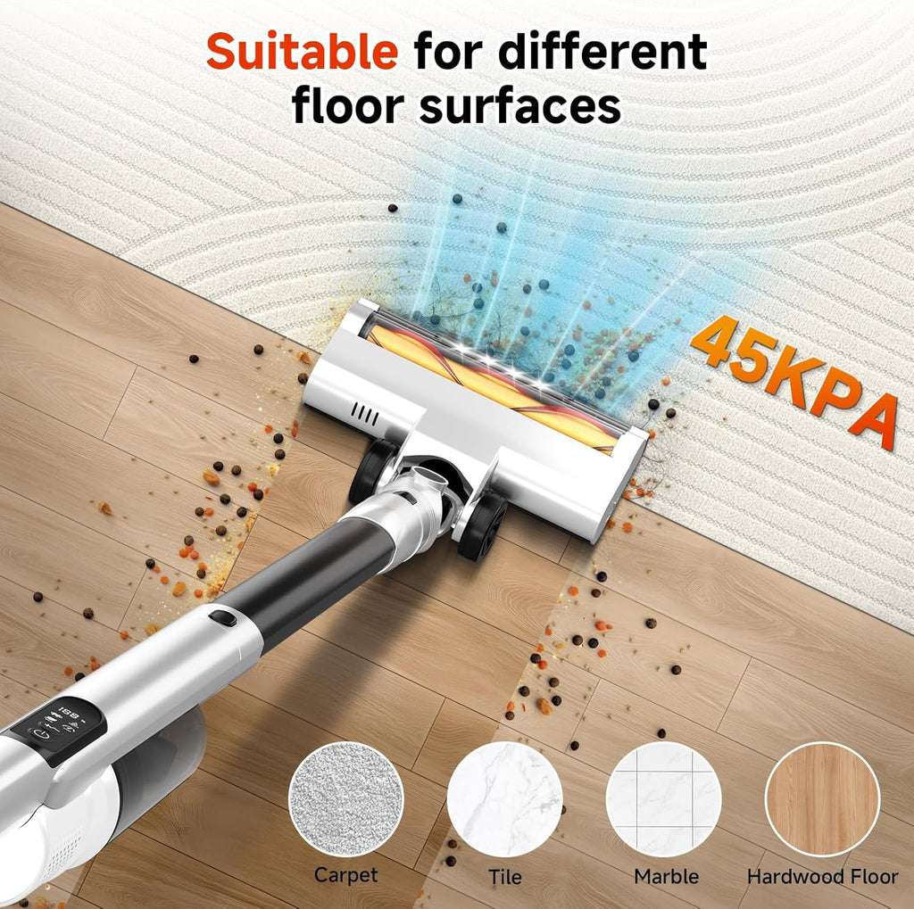Self Clean and Empty Cordless Vacuum Cleaner with 2.5L Dust Base, Powerful Suction Handheld Vacuum, Auto Empty System, HEPA Filtration, Stick Vacuum for Pet Hair, Hardwood and Carpet, Black