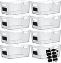 Clear Plastic Storage Bins with Labels, Pantry Organizers and Storage Containers Fridge Organizer Bins Kitchen Cabinet Organization for Organizing Medicine Cabinet Organizer Bin Bathroom Refrigerator
