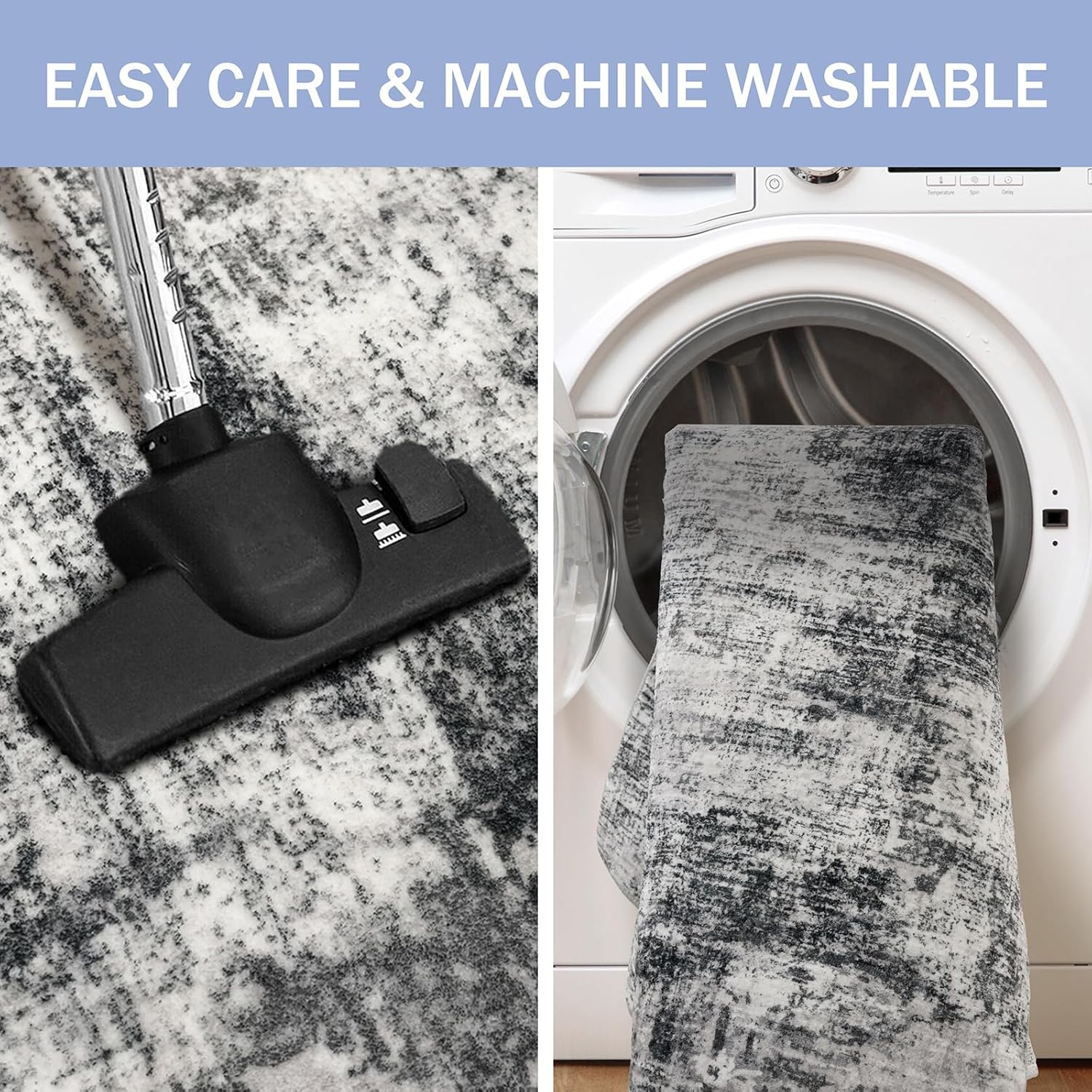 IOHOUZE Abstract Runner Rug 3x12 Ft Washable Runners for Hallways, Non Slip Kitchen Runner Printed Faux Wool Entryway Runner Indoor, Modern Abstract Floor Carpet for Hall Kitchen, Black Grey