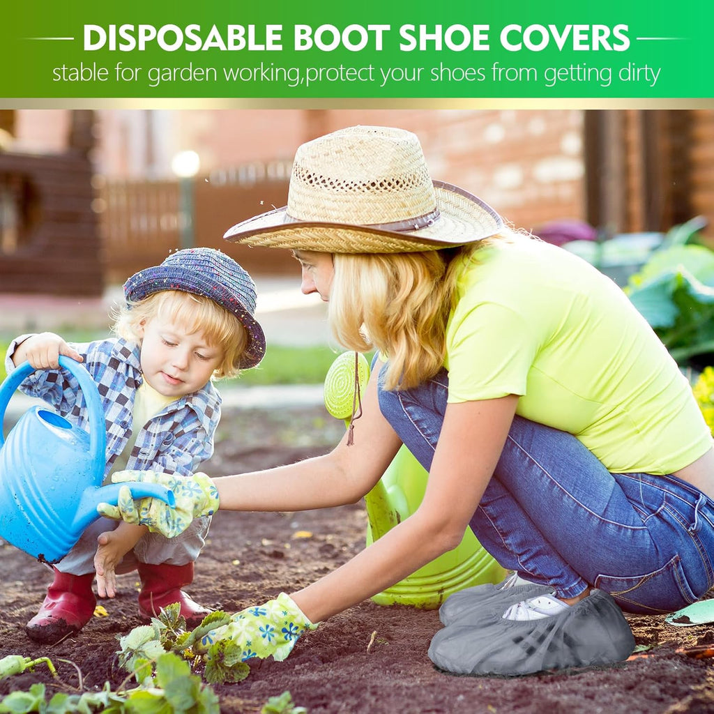 Zhanmai 300 Pack Disposable Shoe Covers Non Slip Disposable Large Foot Booties Shoe Covers for Indoors Contractors Floor and Carpet Protectors, One Size Fits Most(Gray)
