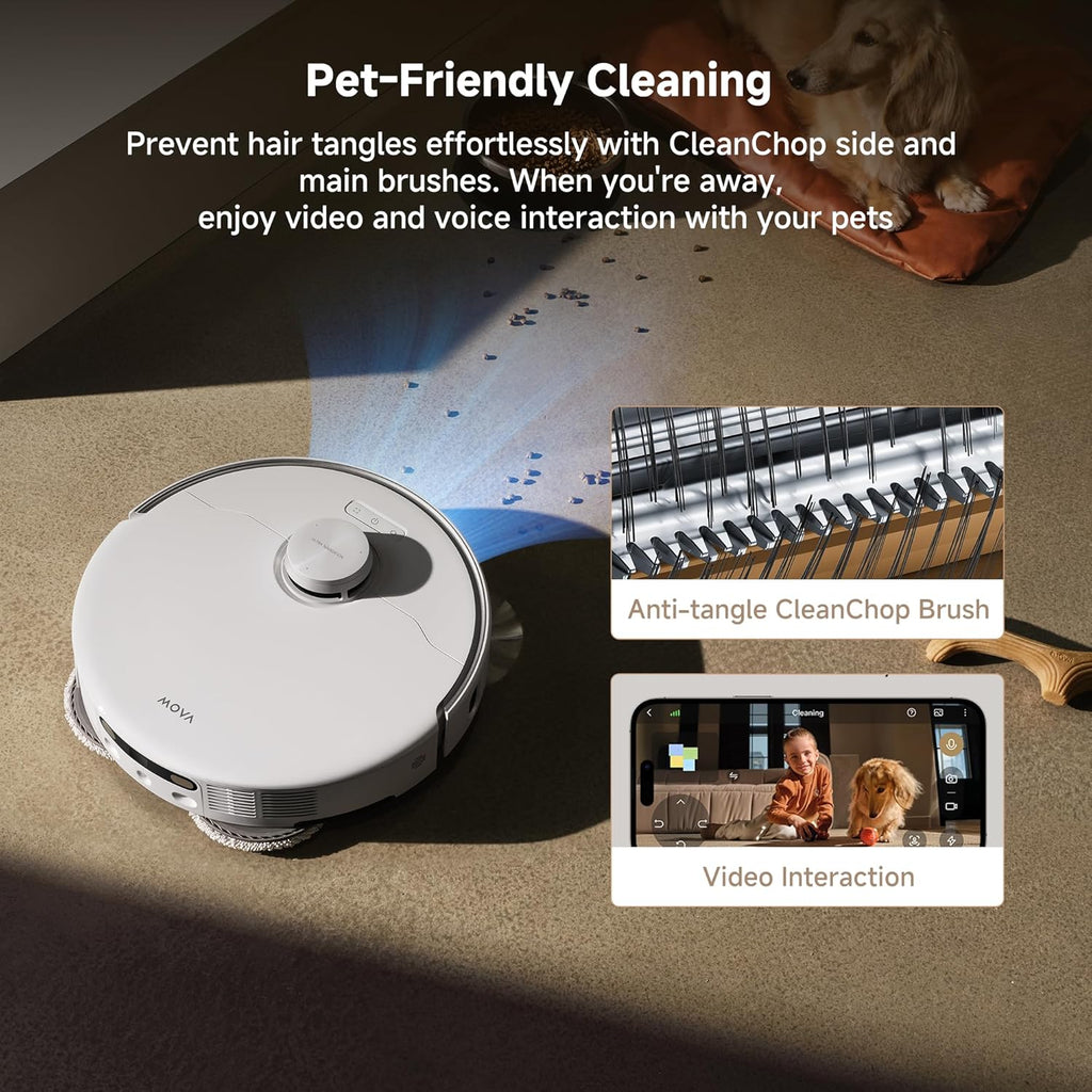 Mova P50 Pro Ultra Robot Vacuum and Mop, 19,000Pa Suction with Anti-Tangle Brush, Removable & Liftable Mop for Carpet & Floor, 167℉ Mop & Washboard Self Drying & Cleaning, Auto Empty & Refill