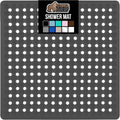 GORILLA GRIP Patented Square Shower Stall Mat, Small Bathtub Floor Mats for Stand Up Showers, Suction Cups and Drain Holes, Machine Wash, Soft on Feet, Bathroom Accessories 21x21 Inch, Charcoal Opaque