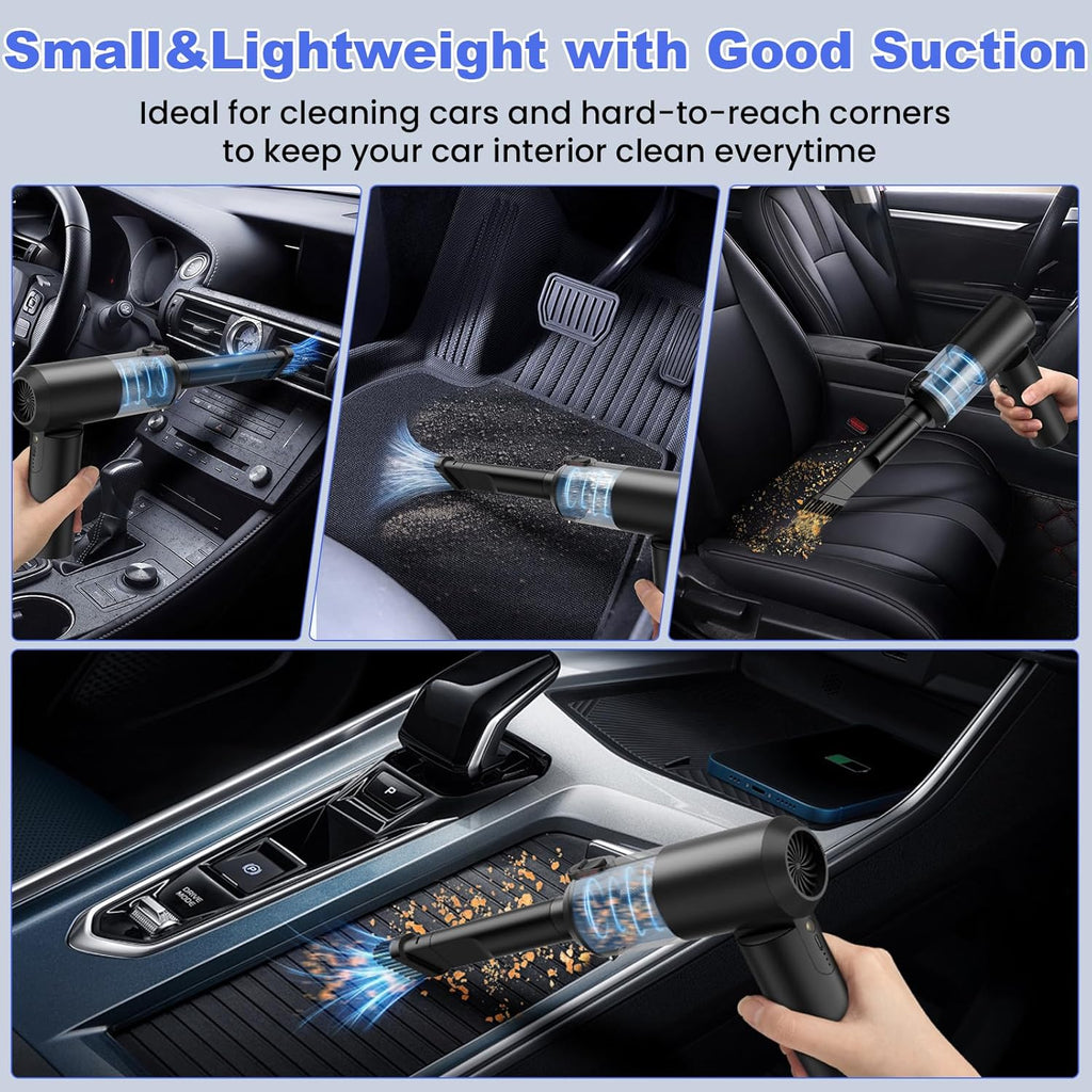 Car Vacuum Portable Cordless with 16000PA Ultra Suction 4-in-1 Foldable Air Duster & Brushless Motor Rechargeable Handheld Vacuum for Pet Hair, Car Seats, Home & Office Cleaning