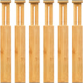 VaeFae 6-Pack Bamboo Drawer Dividers – Adjustable 14"-19.1" (Fits 15"-18" Drawers ONLY), Spring-Loaded Expandable Organizer for Kitchen, Bedroom, Office & Bathroom, MUST MEASURE Before Purchase
