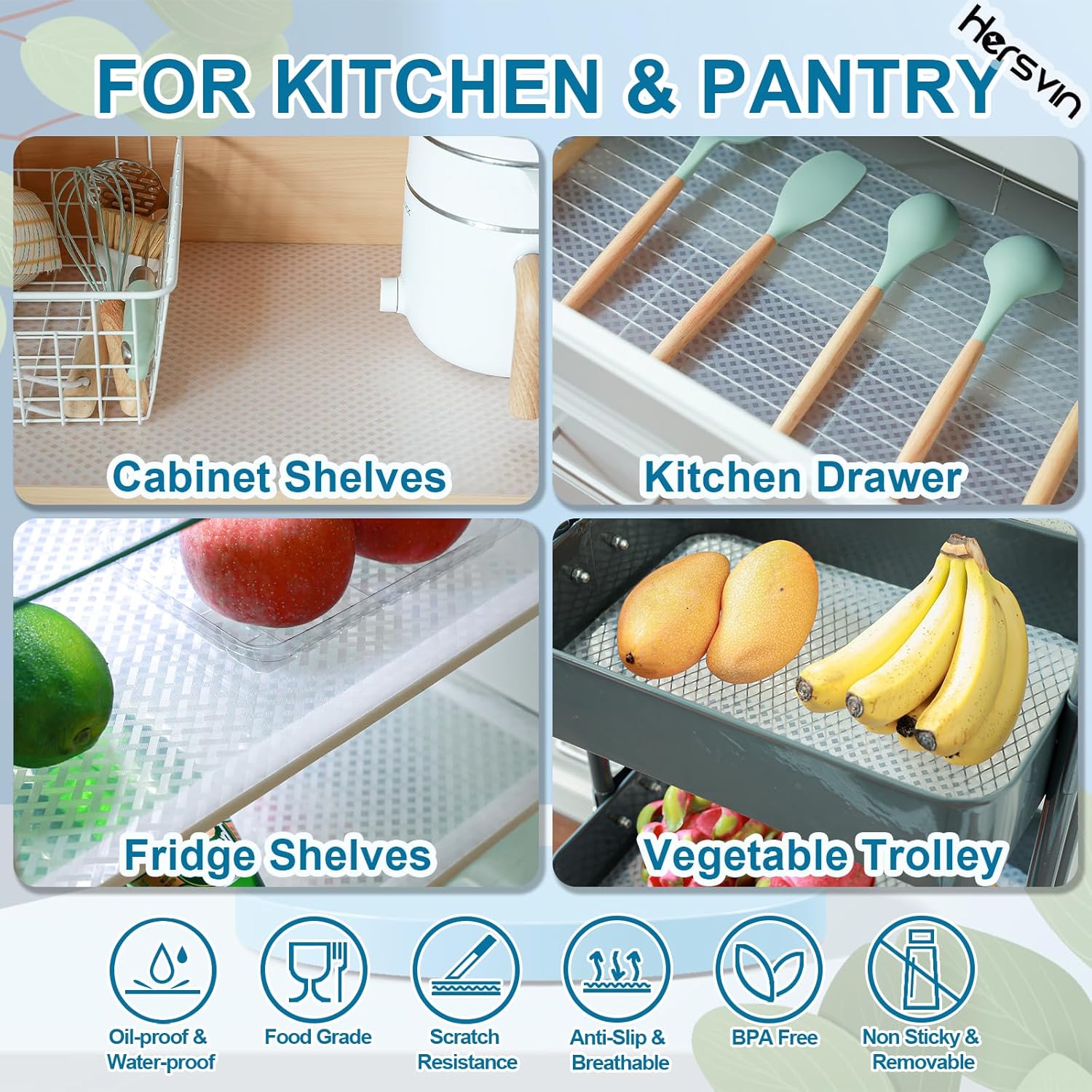 Shelf Liners 22 in x 20 ft EVA Drawer Mats, Non-Adhesive Cupboard Protector, Kitchen Cabinet Lining Fridge Liner (Clear Crossed Stripe, 56x610cm)