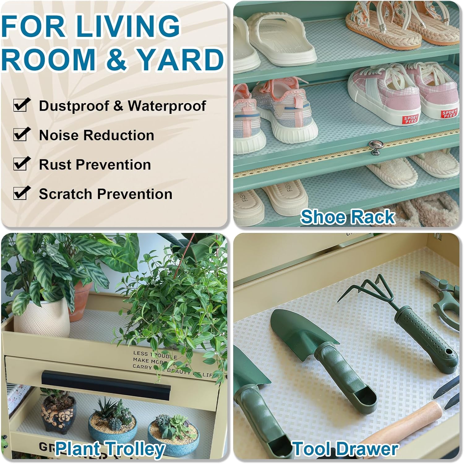 Shelf Liners 22 in x 20 ft EVA Drawer Mats, Non-Adhesive Cupboard Protector, Kitchen Cabinet Lining Fridge Liner (Clear Crossed Stripe, 56x610cm)