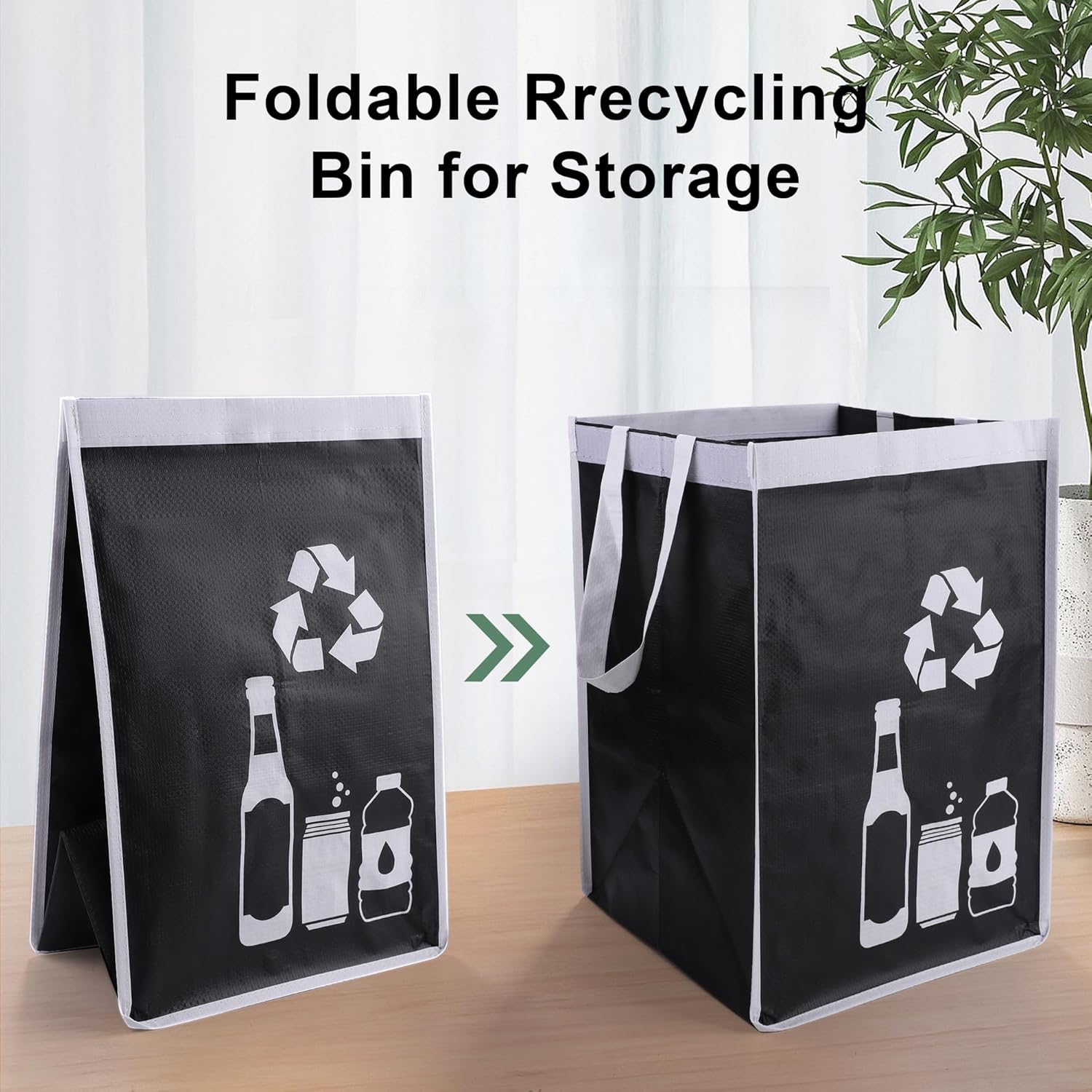 Recycle Waste Bag for Kitchen Home- Indoor Recycling Bins Trash Sorting Organizer, Reusable and Waterproof, 4 Pack