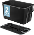 CleverMade Collapsible Laundry Basket Hamper - Black 2-Pack 60L - Space Saving Storage Organizer with Handles Foldable Home Organization