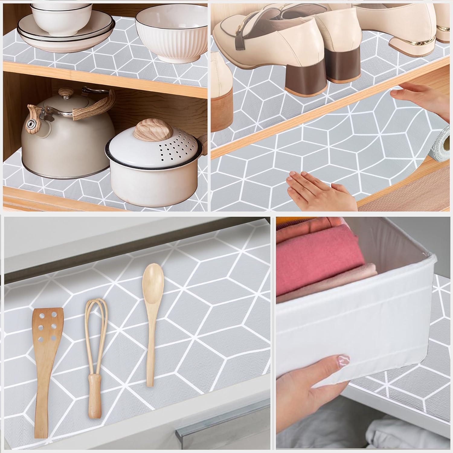 Shelf Liners 18 Inch Wide X 20 Ft Non Adhesive Kitchen Cabinet Drawer Liner Non Slip Water Oil-Proof Strong Grip Pantry Shelves Mat for Bathroom Cupboard Closet Refrigerator