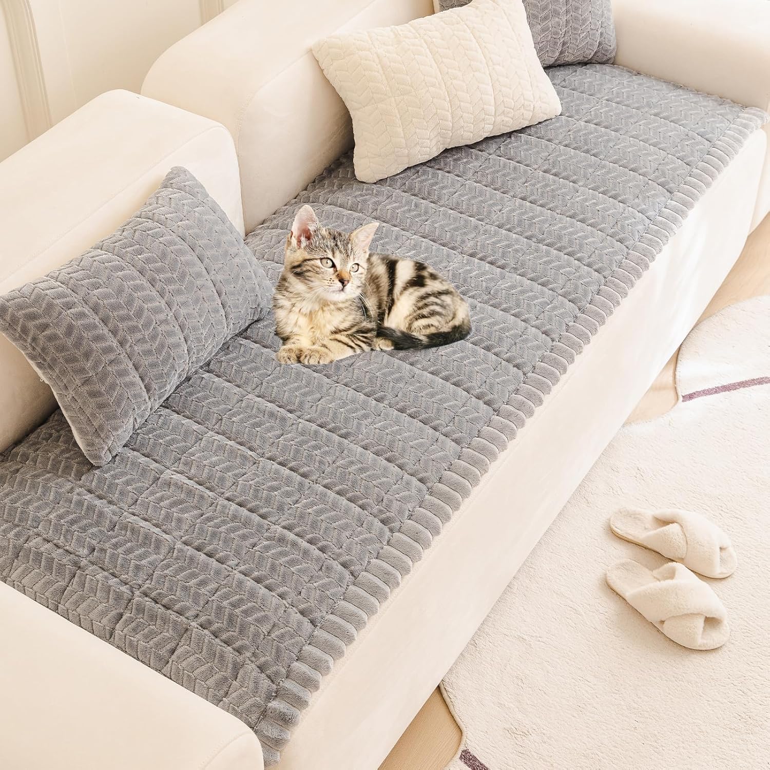 Pet Couch Cover Protector Sofa Covers for Pets Washable Non Slip Couches and Sofas Dog Mat (Grey, 27.6" x 70.9")