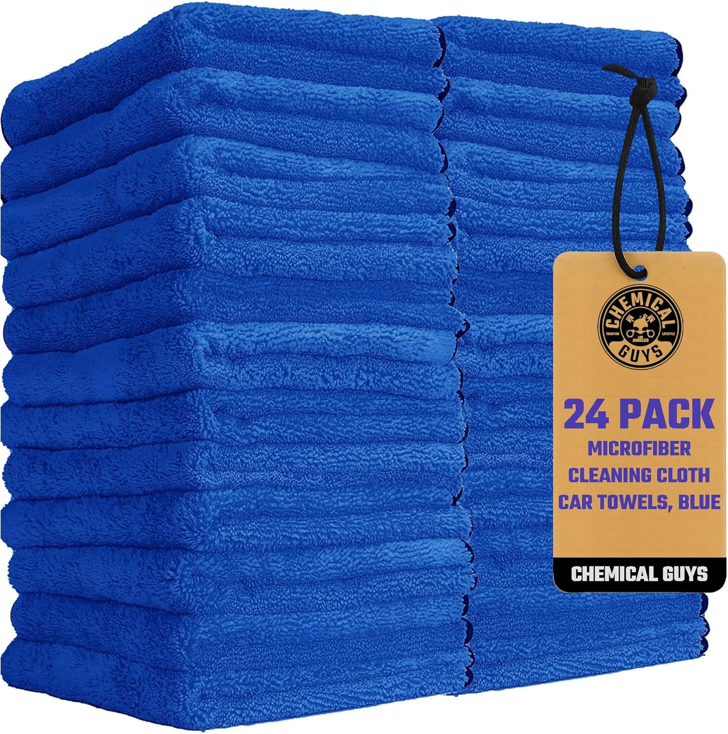 Chemical Guys MIC110024 Professional Grade Premium Microfiber Towels, Blue (16 Inch x 16 Inch) (Pack of 24) - Safe for Car Wash, Home Cleaning & Pet Drying Cloths