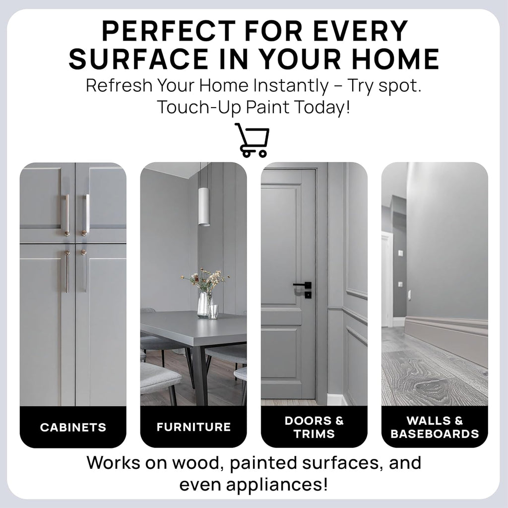 spot. Touch-Up Paint | Matte Finish for Cabinets, Walls, Doors & Furniture | Multi-Tone Gray Repair Kit | Quick-Dry, Self-Priming, Low-Odor, Eco-Friendly | No-Sanding or Primer Needed | 3 Pack