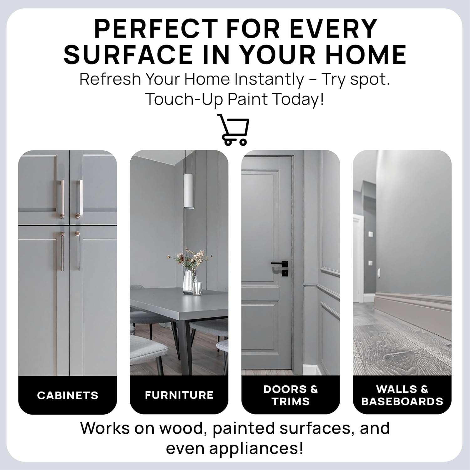 spot. Touch-Up Paint | Matte Finish for Cabinets, Walls, Doors & Furniture | Multi-Tone Gray Repair Kit | Quick-Dry, Self-Priming, Low-Odor, Eco-Friendly | No-Sanding or Primer Needed | 3 Pack
