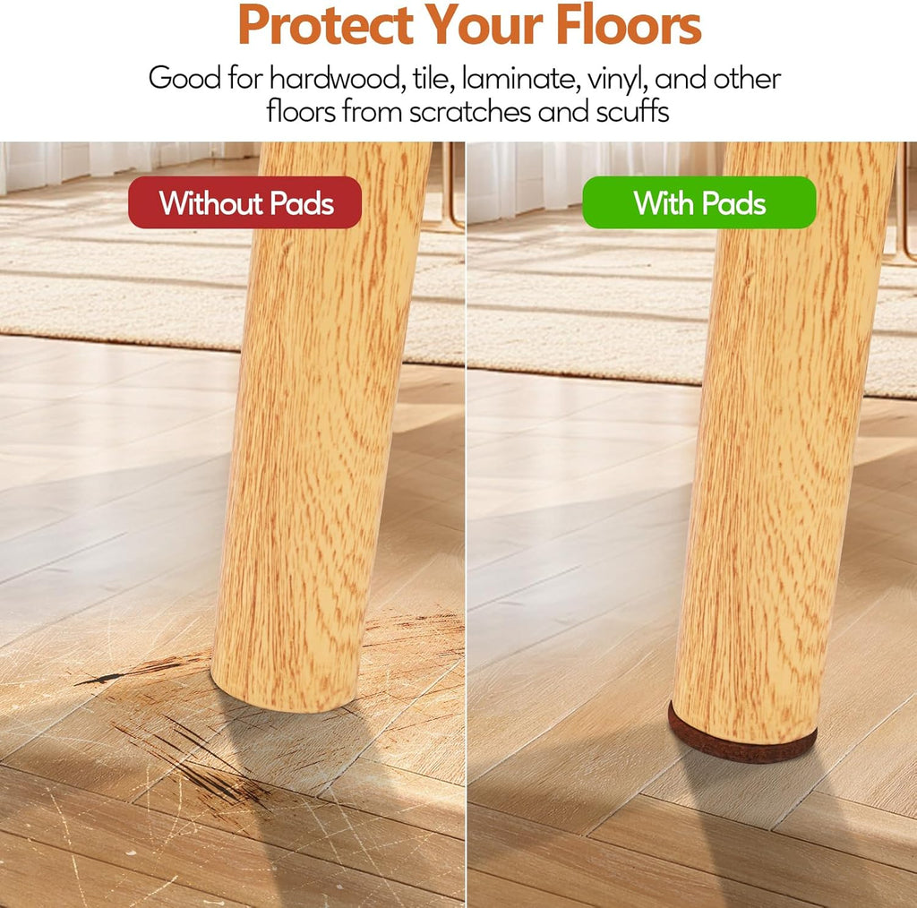 Furniture Pads Felt Pads 300 Pieces Huge Pack Furniture Felt Pads, Self Adhesive Anti Scratch Floor Protectors for Furniture on Hardwood Tile Floor, with 60 Cabinet Door Bumpers, Brown