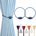 2 PCS Magnetic Curtain Tiebacks, European Style Convenient Drape Tie Backs Holdbacks for Thin or Thick Home & Office Window Draperies, No Tools Required-Light Blue
