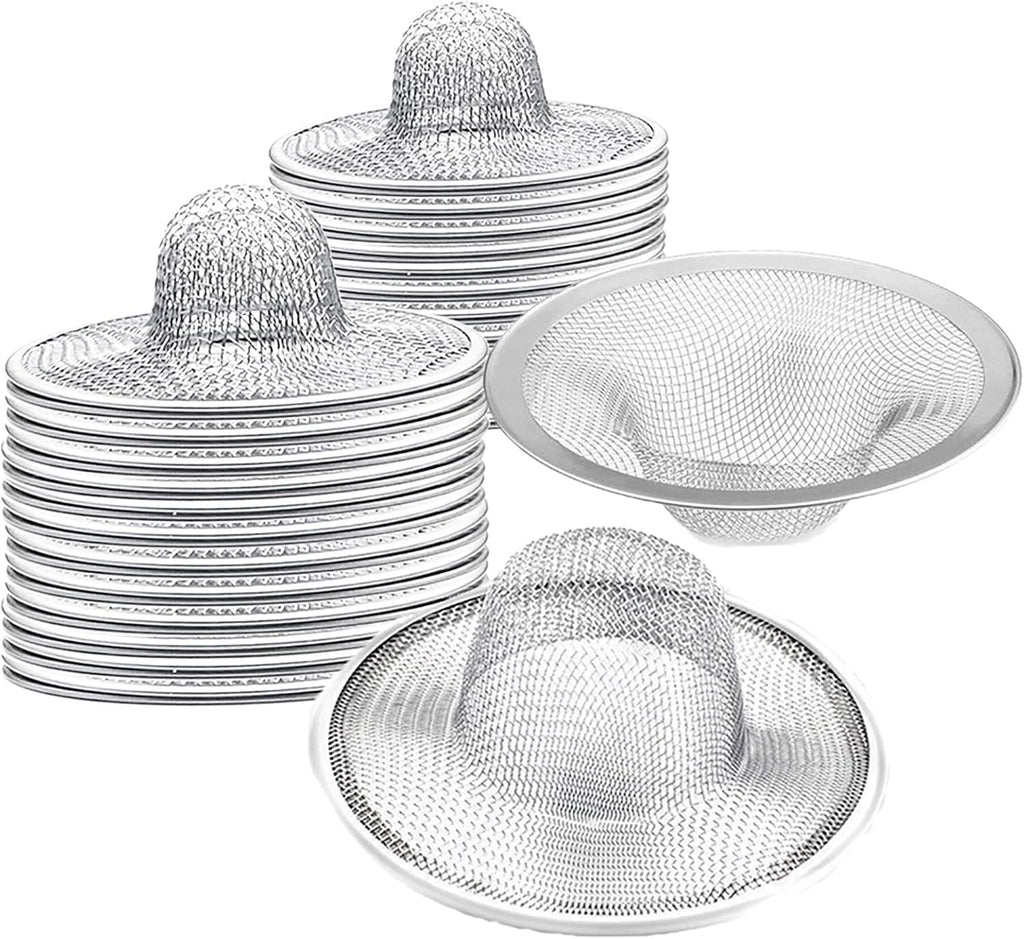 40 pcs Heavy Duty Stainless Steel Slop Basket Filter Trap, 2.75" Top / 1" Mesh Metal Sink Strainer,Perfect for Kitchen Sink/Bathroom Bathtub Wash Basin Floor Drain Balcony Drain Hole RV Sink